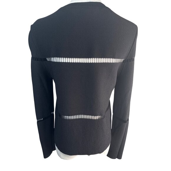 2/$30 ZARA  Black Sheer Medium Stripe Cut Out Knit Sweater Premium Collection - Picture 3 of 12